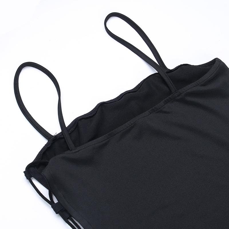 Lace up solid irregular backless square neck midi dress