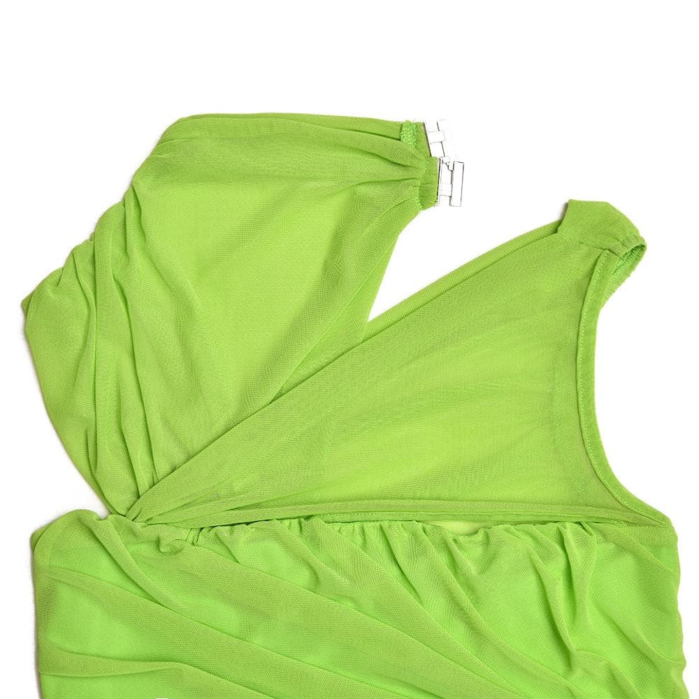 Sleeveless irregular hollow out mesh knotted ruched mini dress