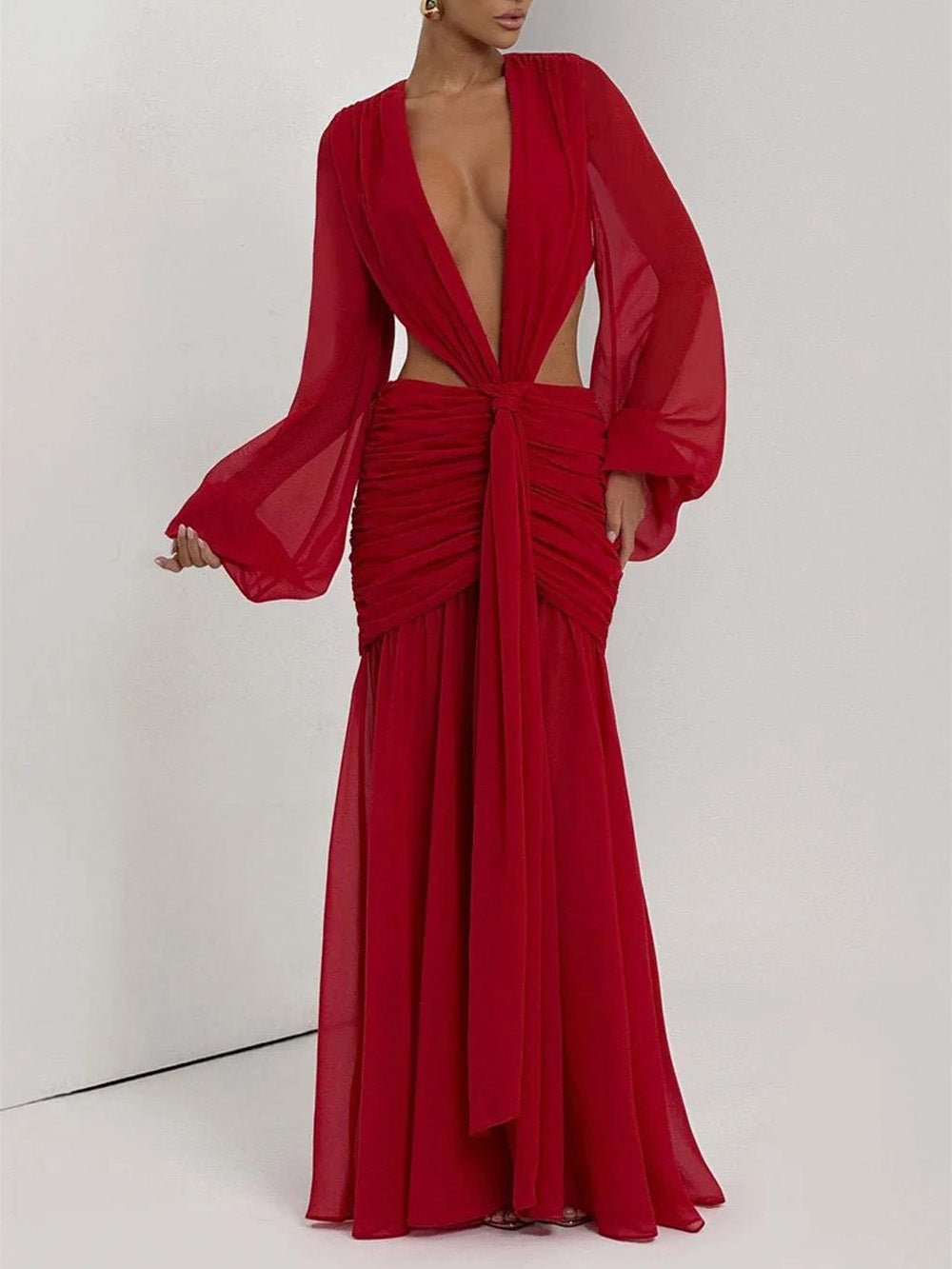 Juliana Deep-V Cutout Maxi Dress
