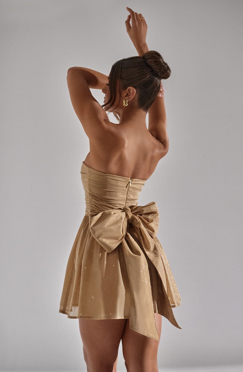 Esther Back Knot Strapless Sparkle Dress