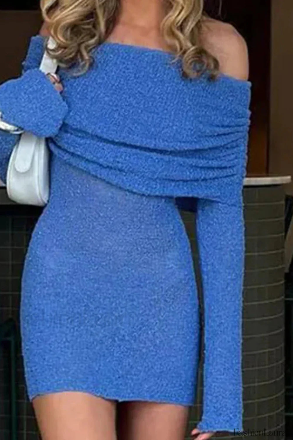 Knitted Hollow Off Dress with Modern Everyday Styling Boutique Fashion Style
