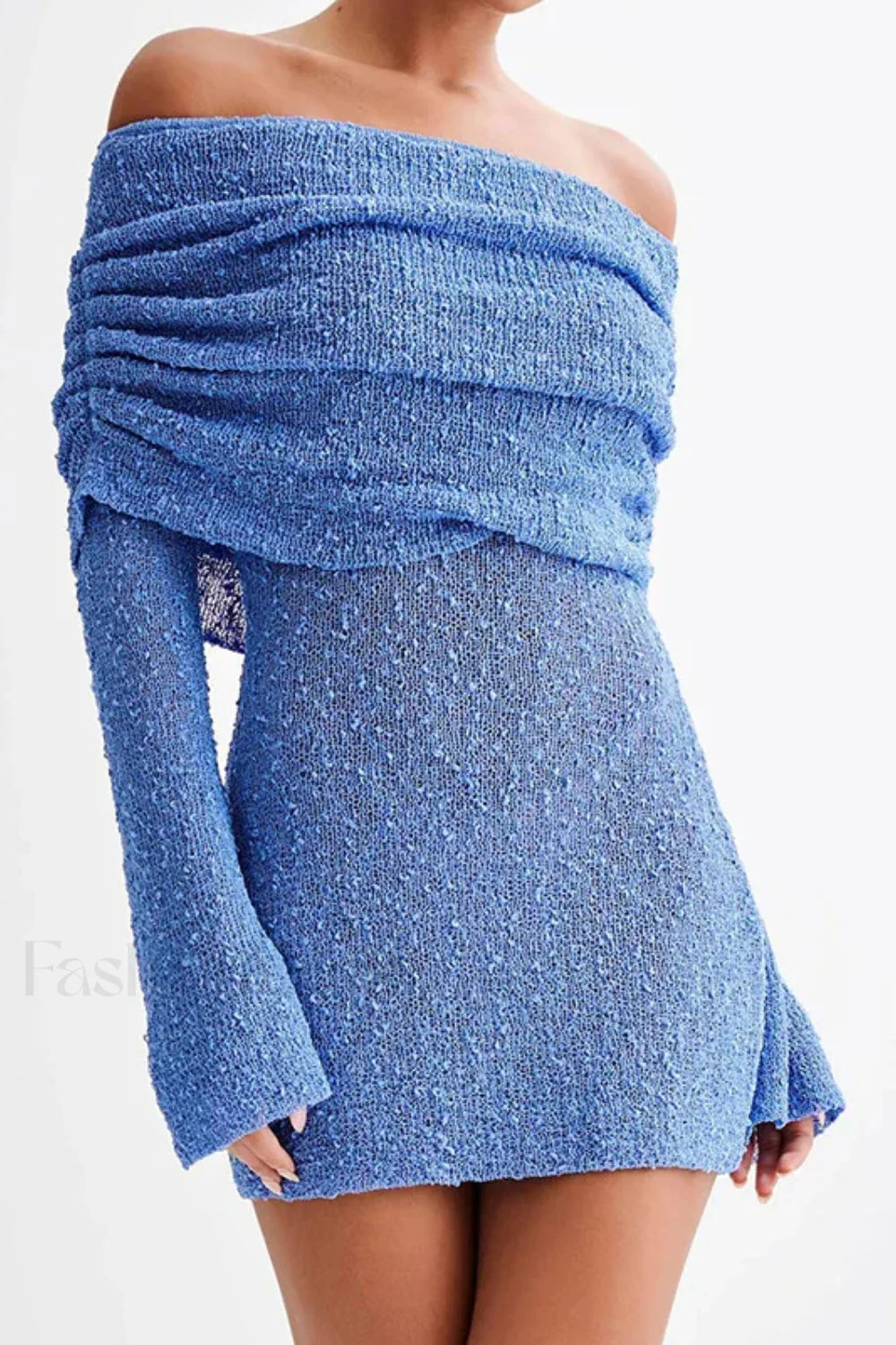 Knitted Hollow Off Dress with Modern Everyday Styling Boutique Fashion Style