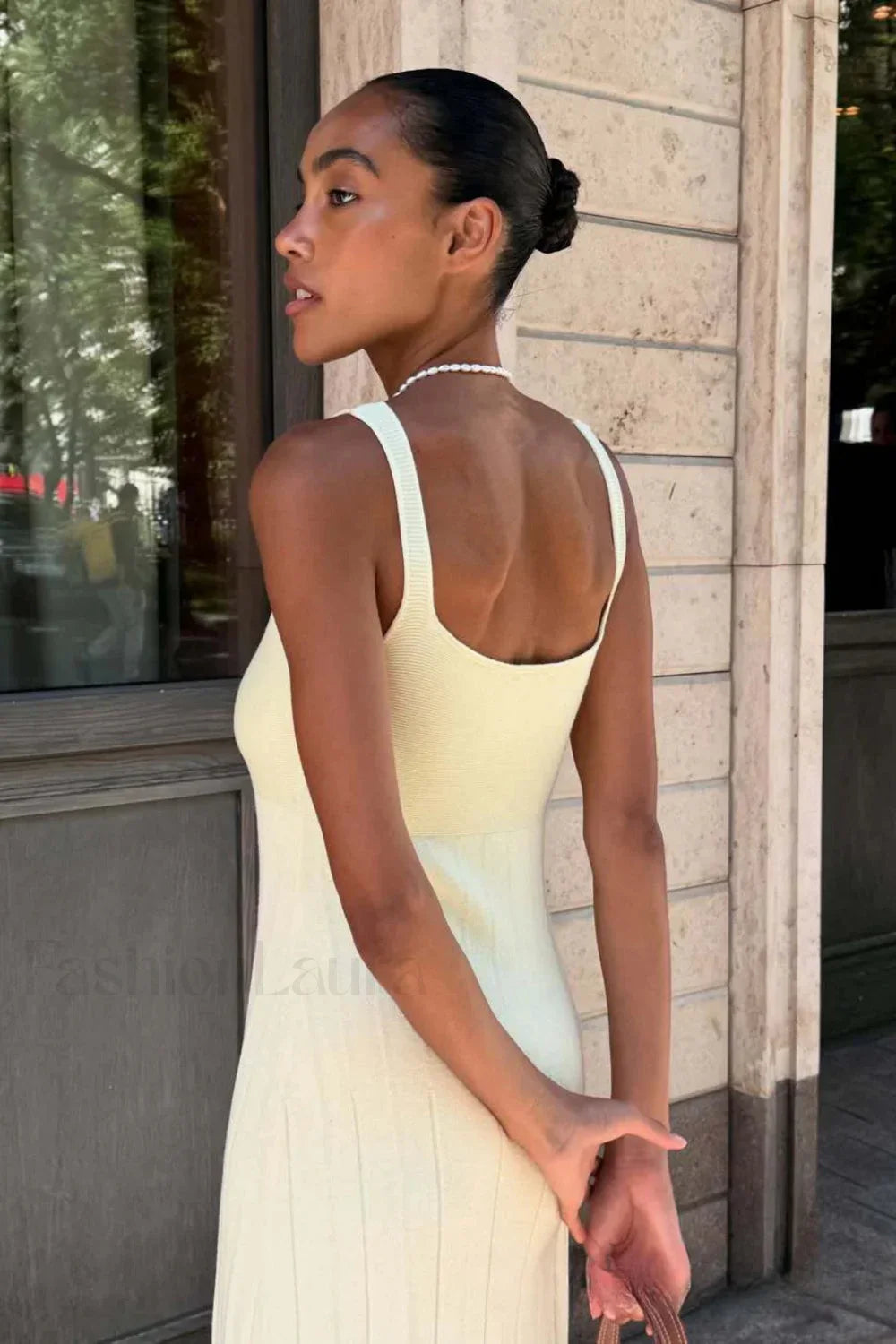Knitted Sleeveless Halter Minimalist Dress for Boutique Fashion Look