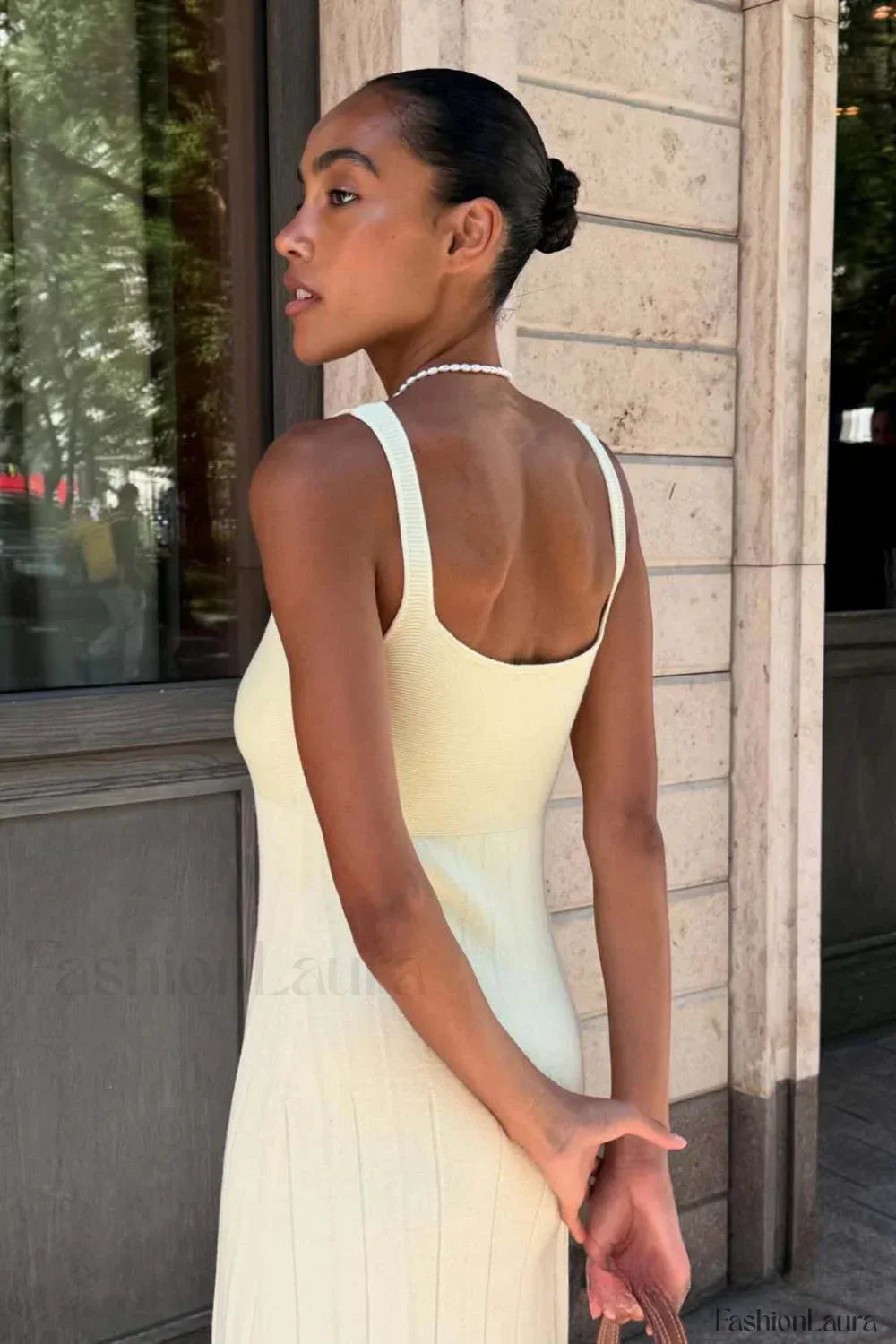 Knitted Sleeveless Halter Minimalist Dress for Boutique Fashion Look