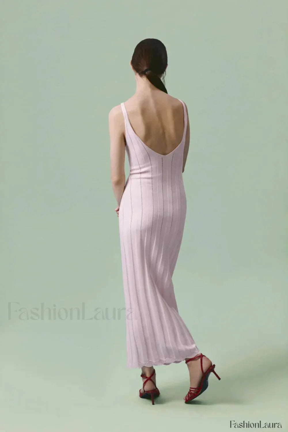 Knitted V Neck Dress with Relaxed Fit and Comfort Fit Design