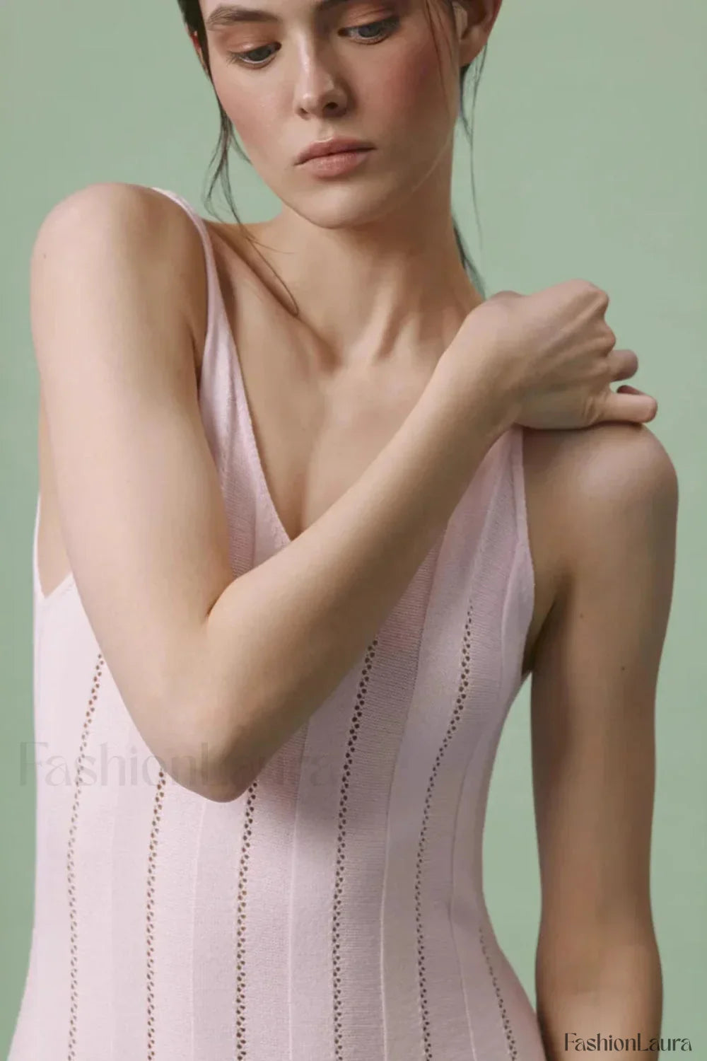 Knitted V Neck Dress with Relaxed Fit and Comfort Fit Design