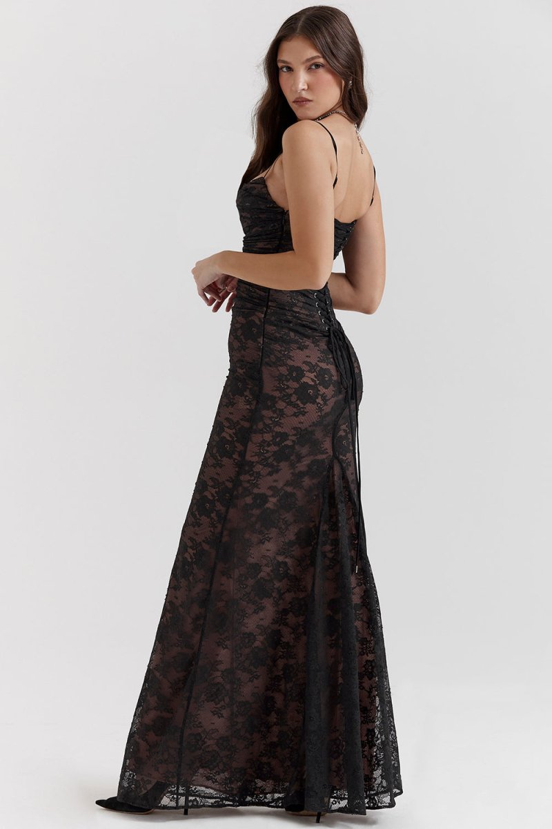 Meira - Shoulder - On Floral Lace Maxi Dress
