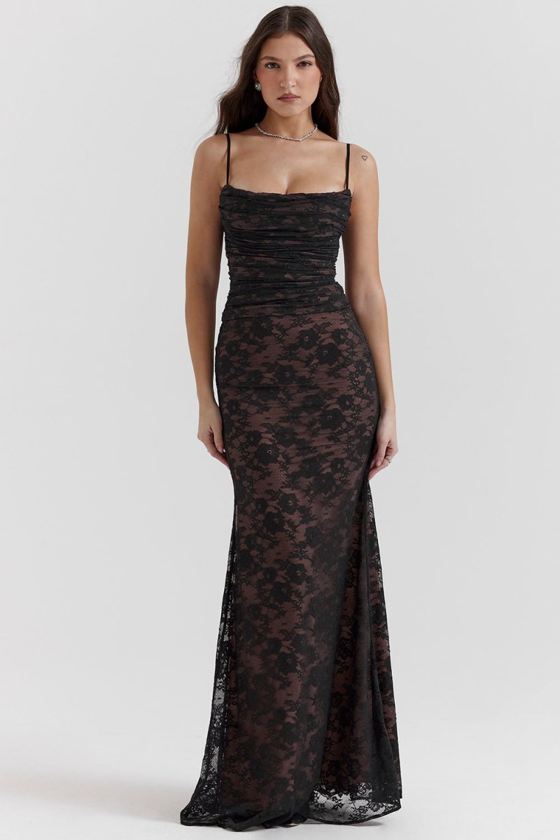 Meira - Shoulder - On Floral Lace Maxi Dress