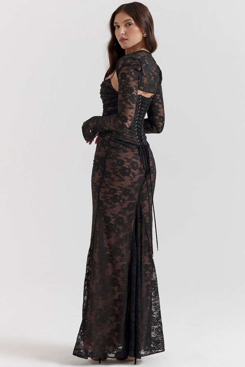 Meira - Shoulder - On Floral Lace Maxi Dress