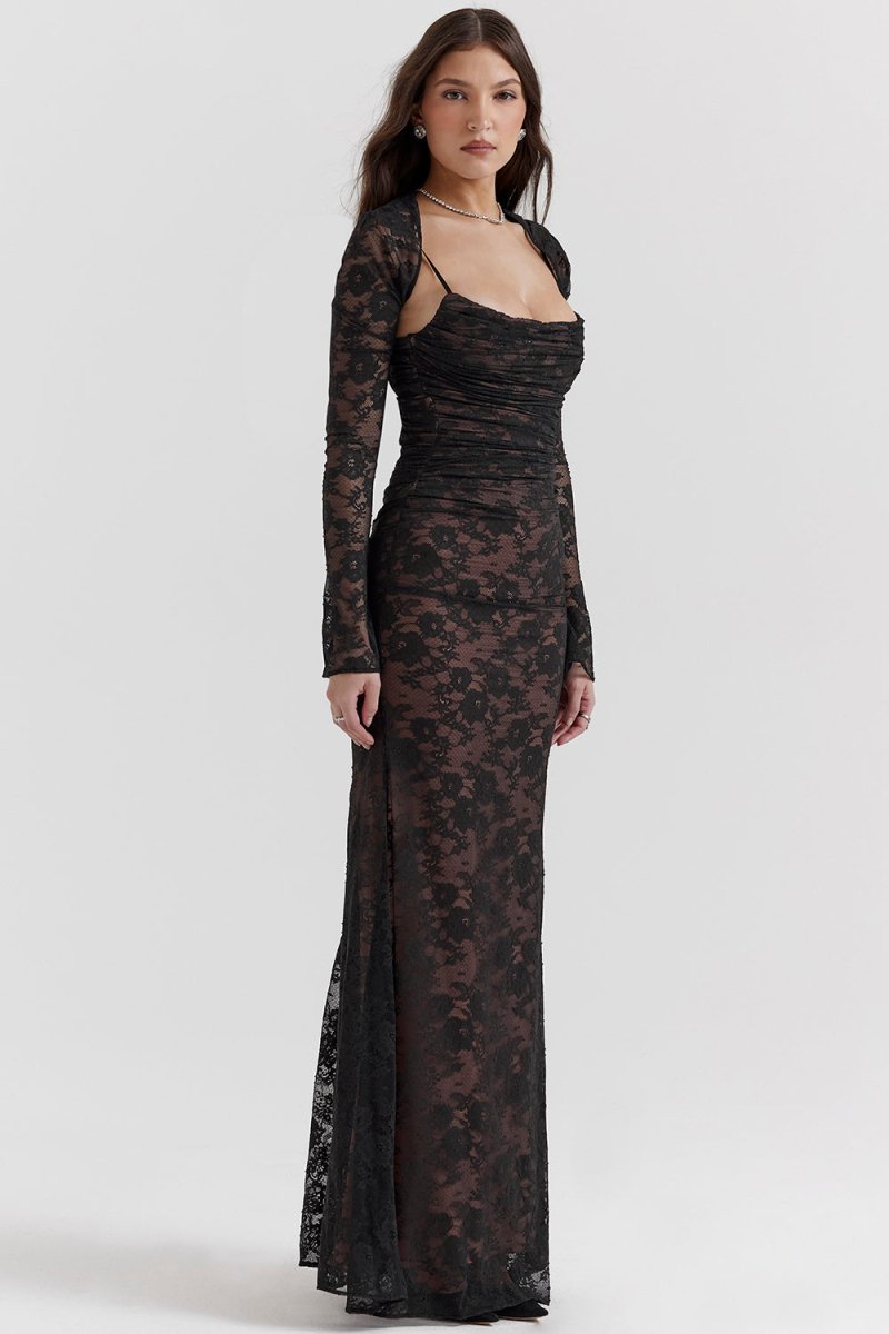 Meira - Shoulder - On Floral Lace Maxi Dress