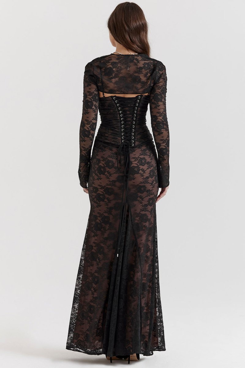 Meira - Shoulder - On Floral Lace Maxi Dress