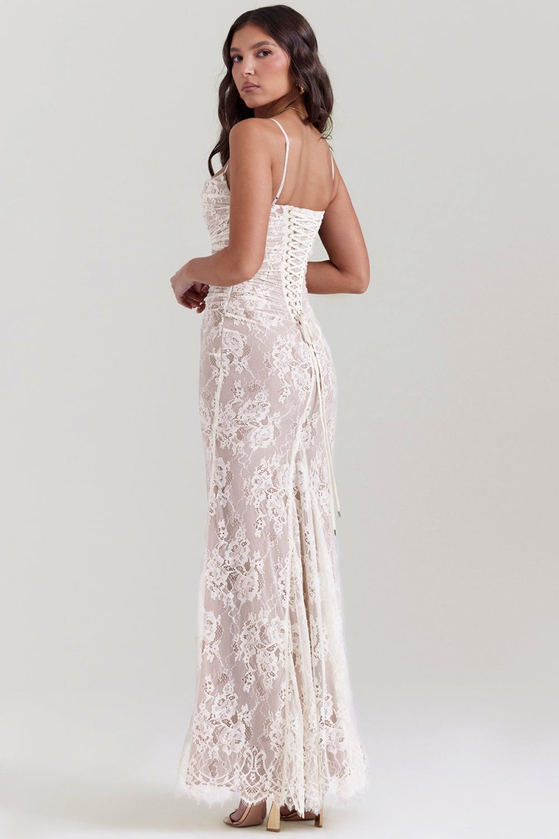 Meira - Shoulder - On Floral Lace Maxi Dress