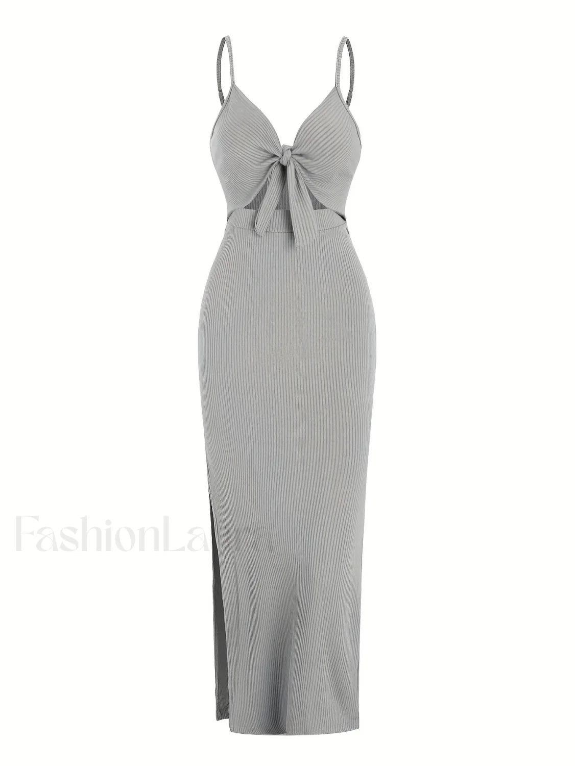 Lace-Up Bow V-Neck Midi Dress