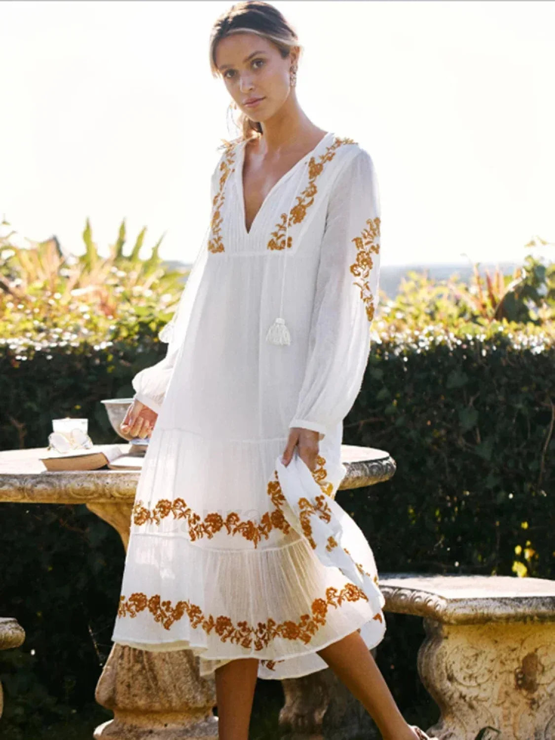 Lace-Up Mini Boho Dress