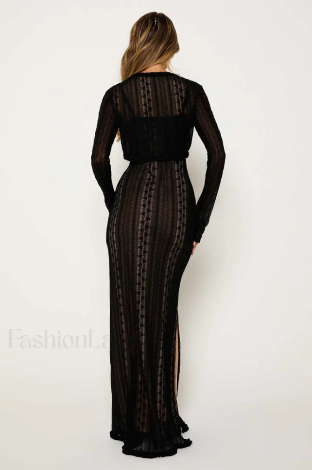 Lace V Neck Charming Slit Two-Piece Dress