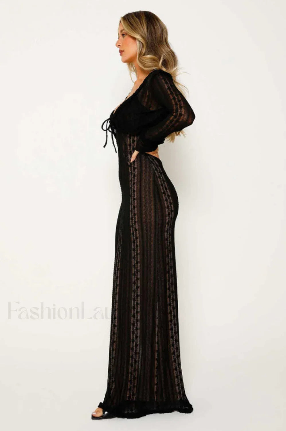 Lace V Neck Charming Slit Two-Piece Dress