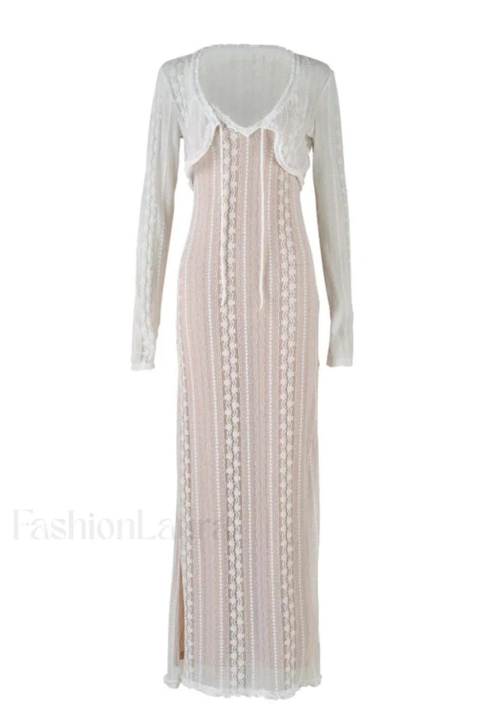Lace V Neck Charming Slit Two-Piece Dress
