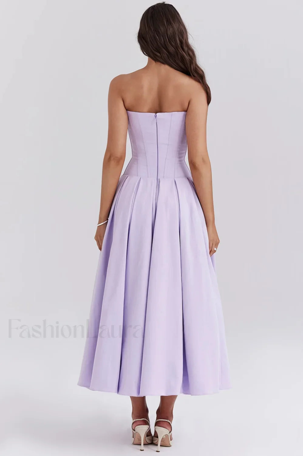 Lady Black Stylish Strapless Midi Dress