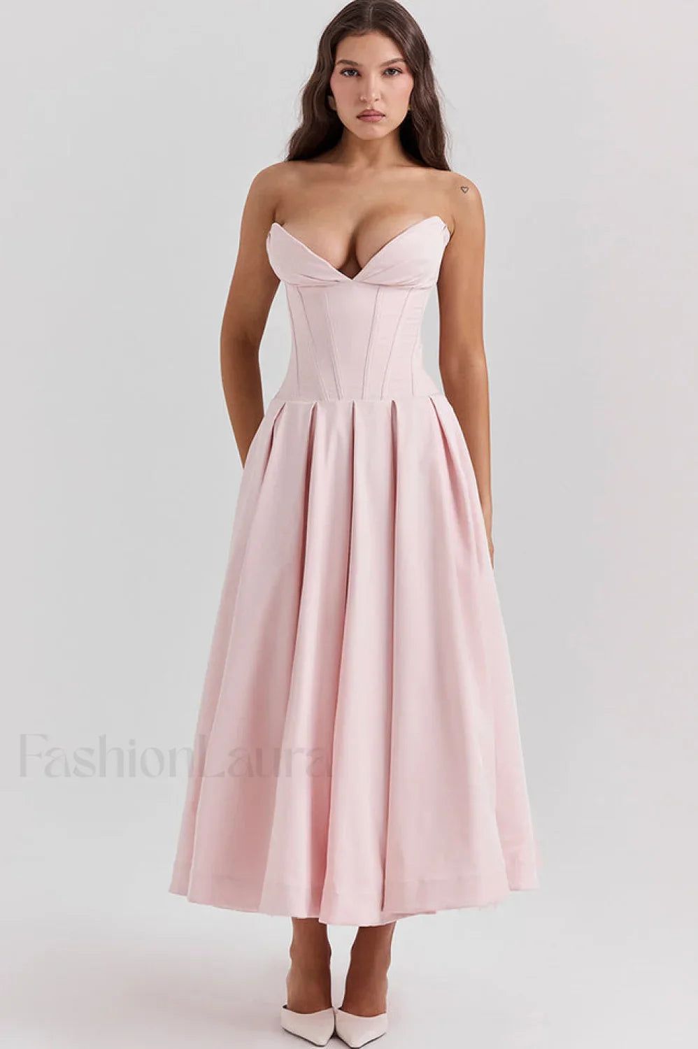 Lady Black Stylish Strapless Midi Dress
