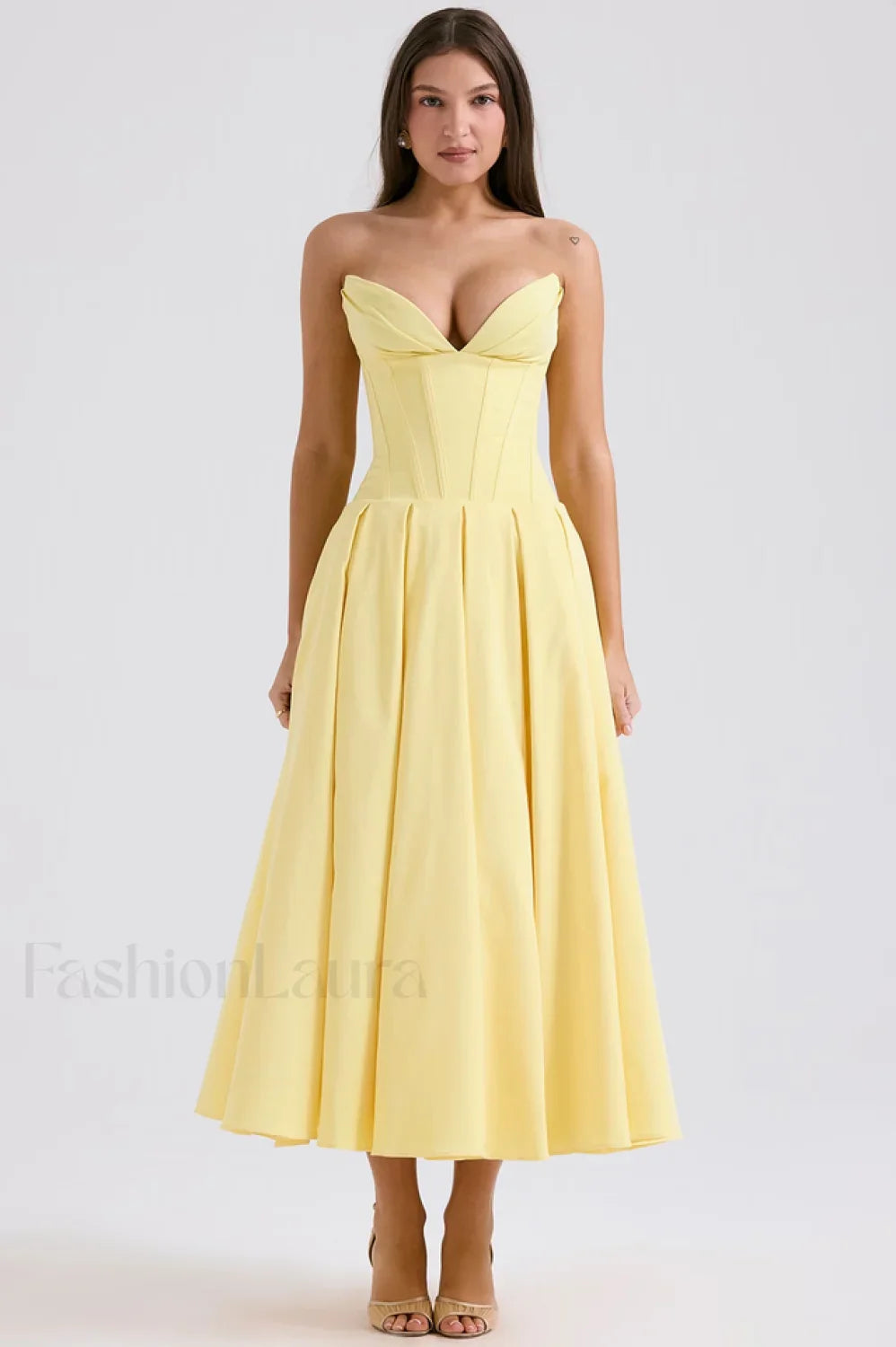Lady Black Stylish Strapless Midi Dress