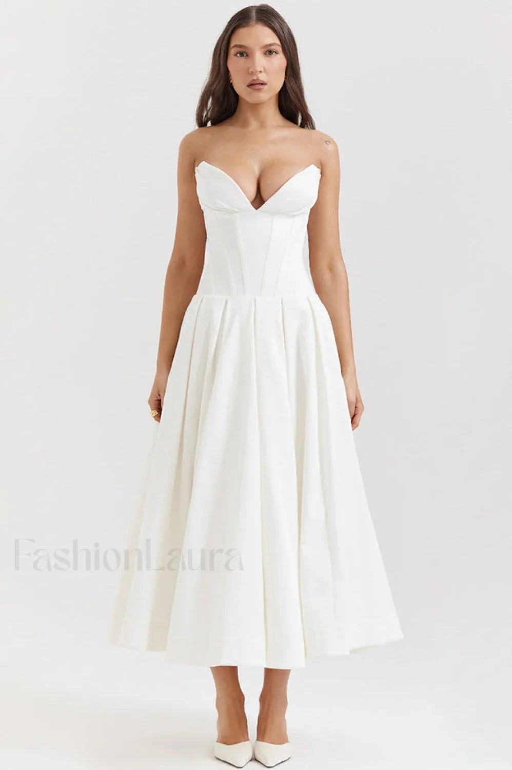 Lady Black Stylish Strapless Midi Dress