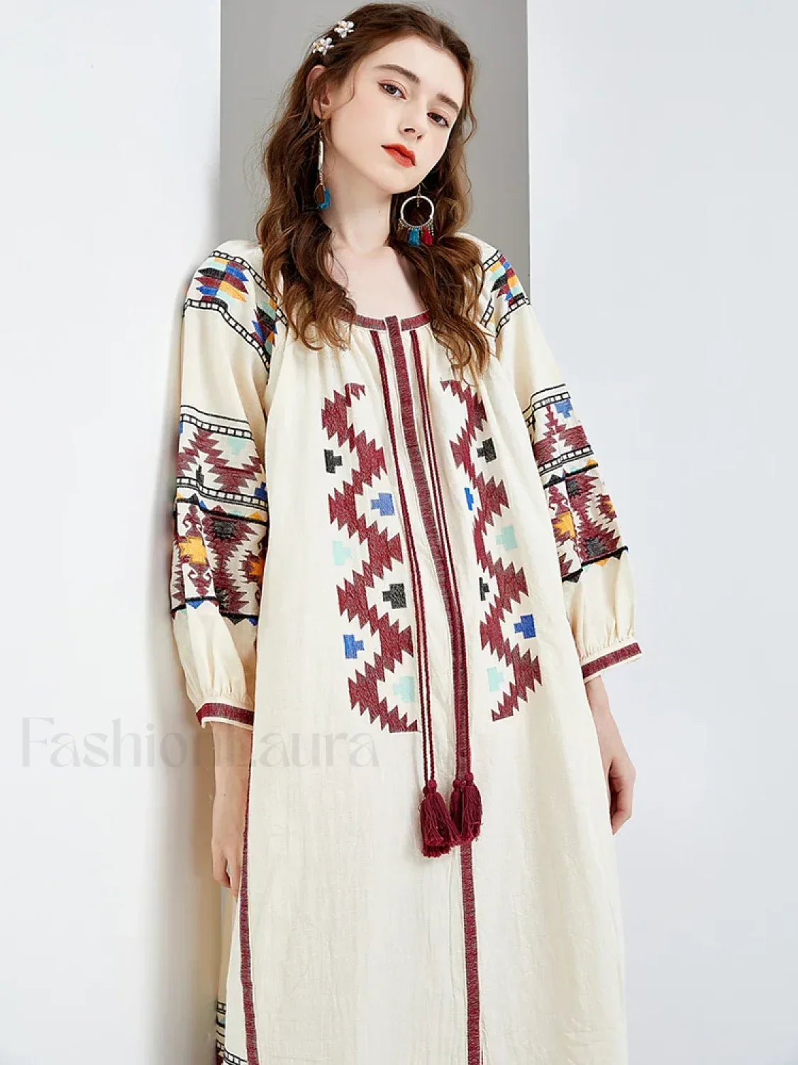 Lantern Sleeve Floral Boho Dress