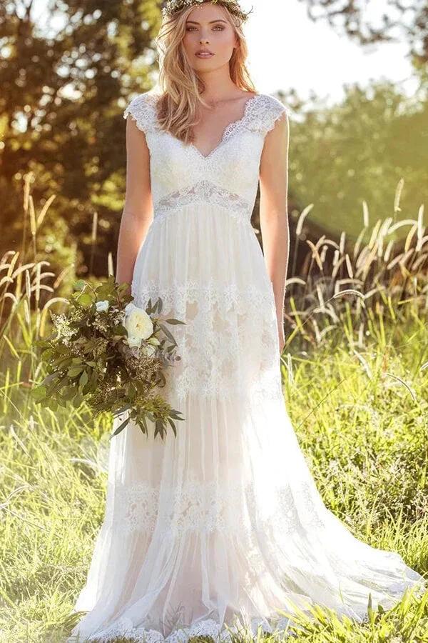 Latest Long A-line Sweetheart Empire Waist Lace Tulle Wedding Dress (ZD14367)