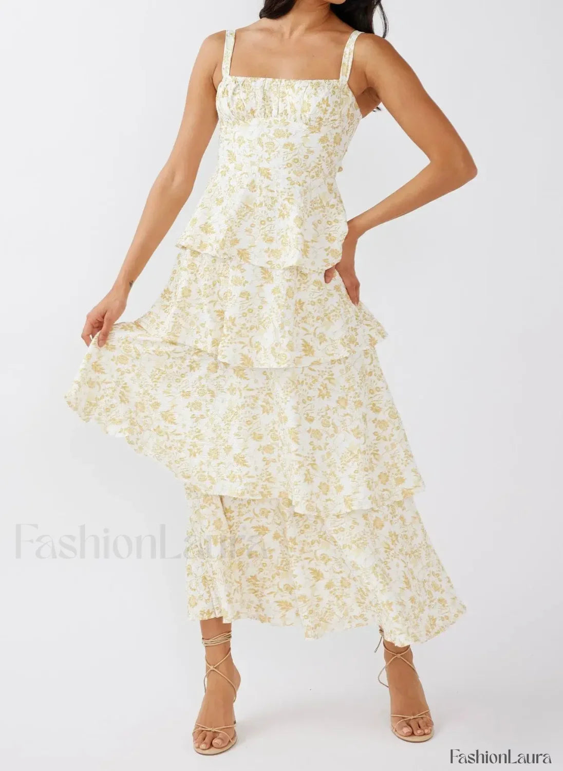Layered Ruffle Bohemian Floral Dress
