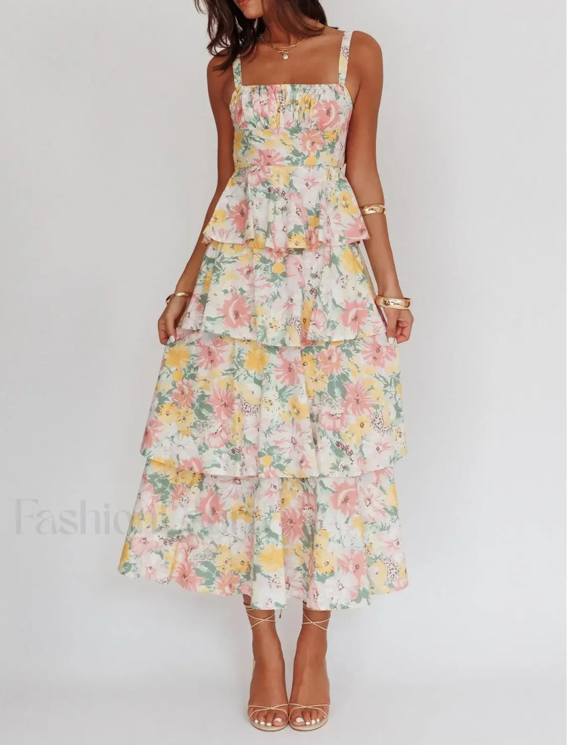 Layered Ruffle Bohemian Floral Dress