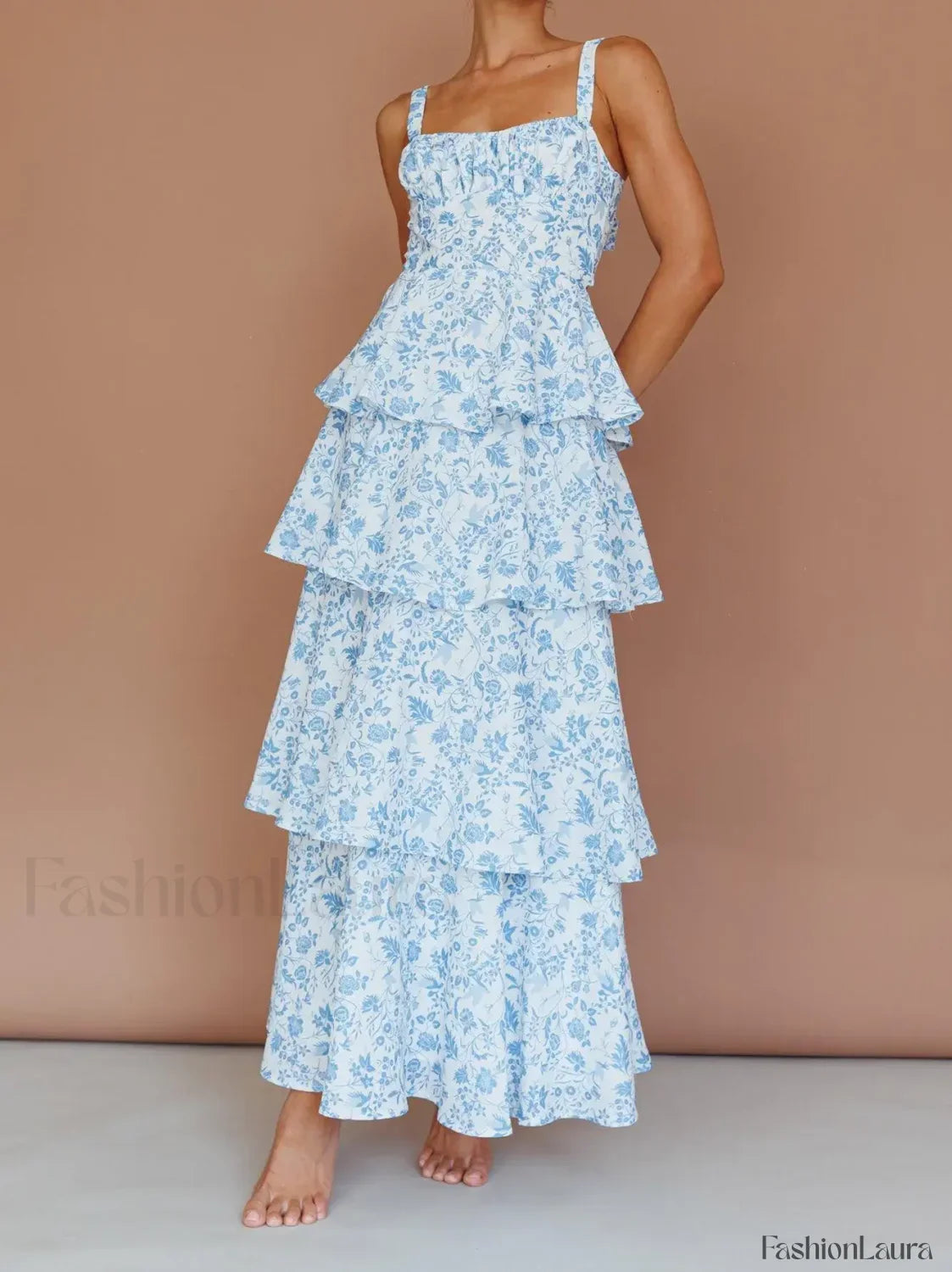 Layered Ruffle Bohemian Floral Dress