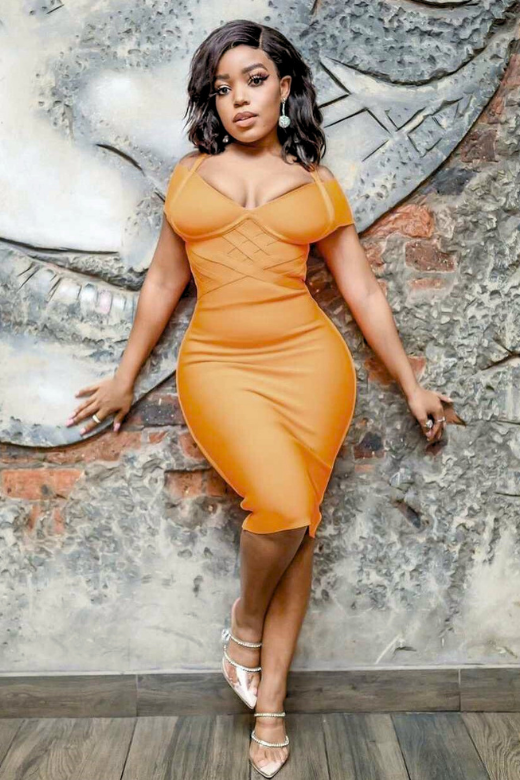 Leo Bandage Midi Dress - Apricot Orange