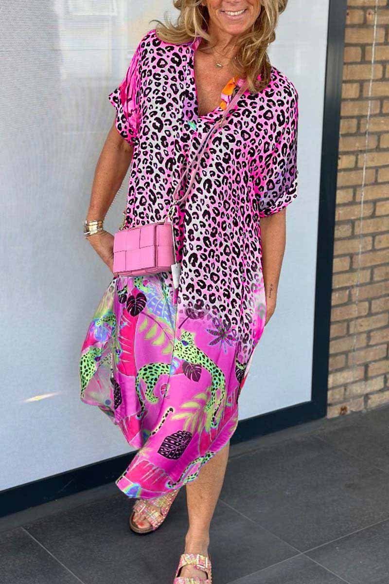 Nuria Leopard Print Short Sleeve Dress for Women Brunch Outfit Idea