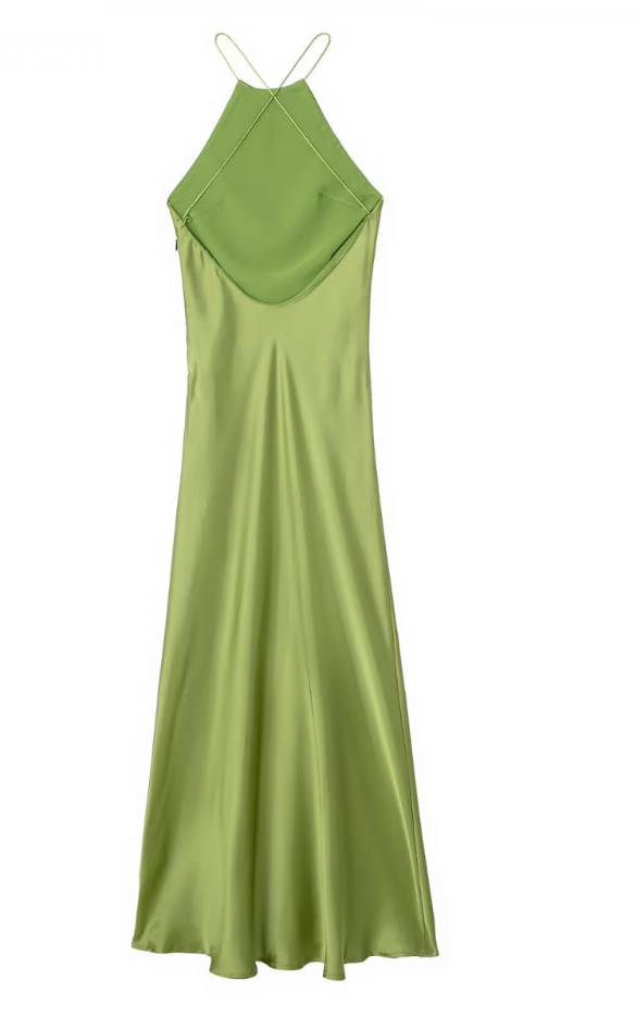 Salomé Premium Women's Spring Summer Satin Backless Long Dress Everyday Luxe Edit