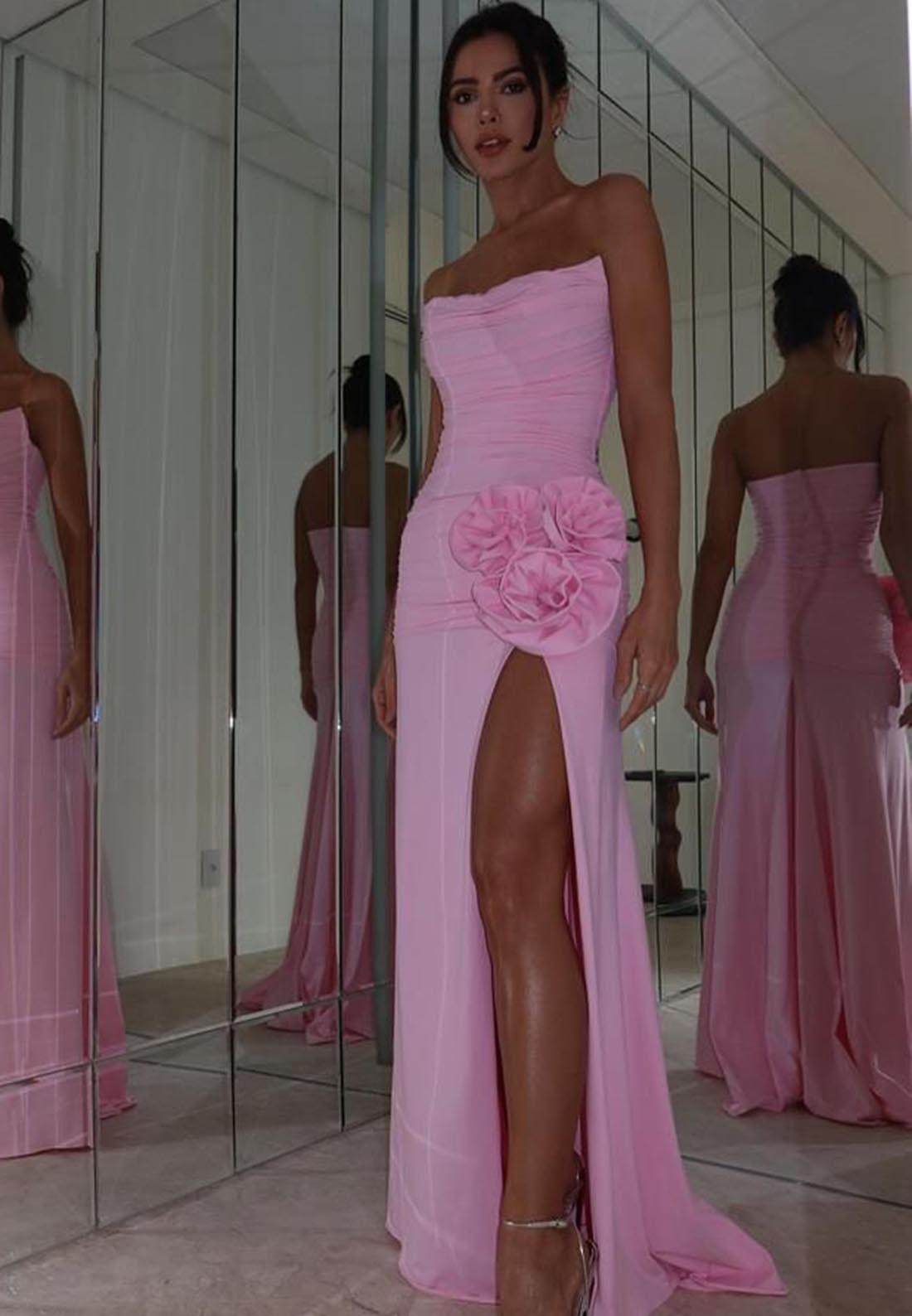 Floral Embossed Sweetheart Draped Long Prom  Dresses 2025 with Slit