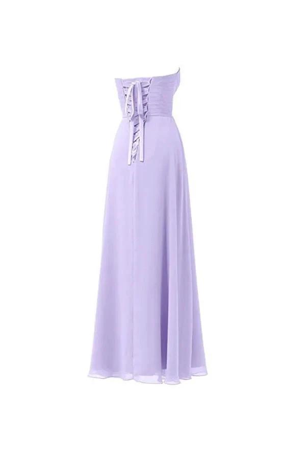 Lilac Chiffon Bridesmaid Dress Floor Length Prom Evening Gown (ZD13183)