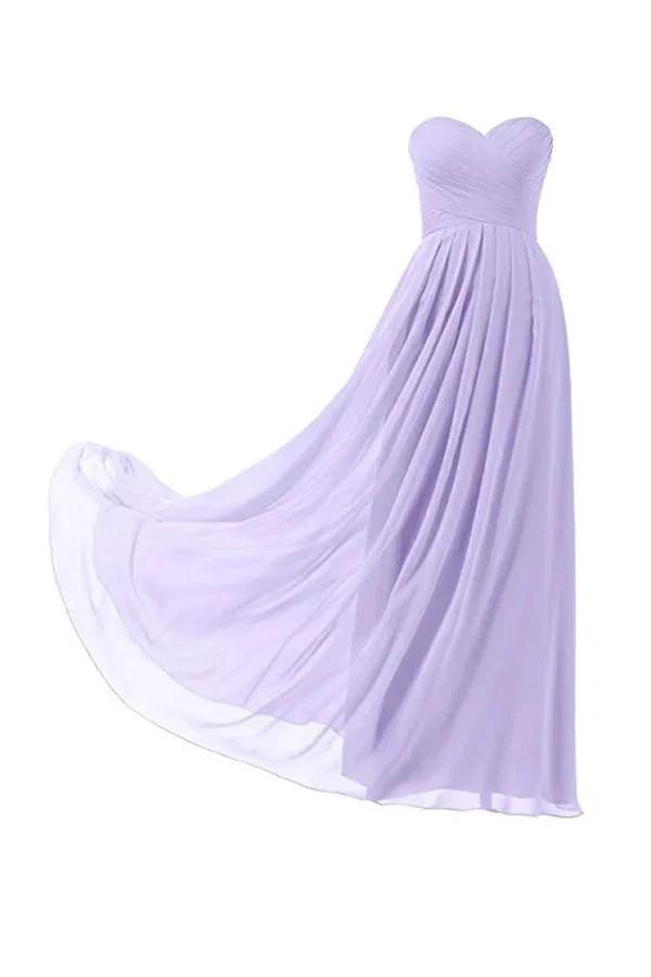 Lilac Chiffon Bridesmaid Dress Floor Length Prom Evening Gown (ZD13183)