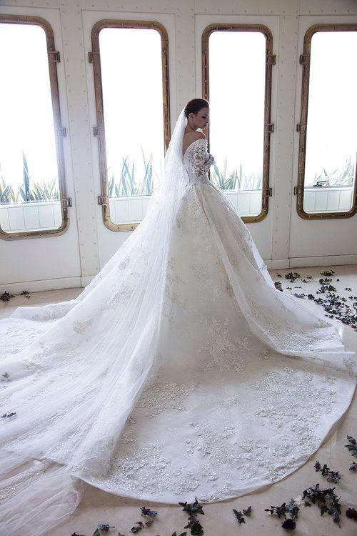 Long A-Line Off-the-Shoulder Sweetheart Backless Appliques Lace Crystal Wedding Dress with Sleeves (ZD15064)