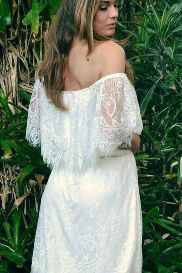 Long A-line Off-the-shoulder Tulle Lace Wedding Dress (ZD14364)