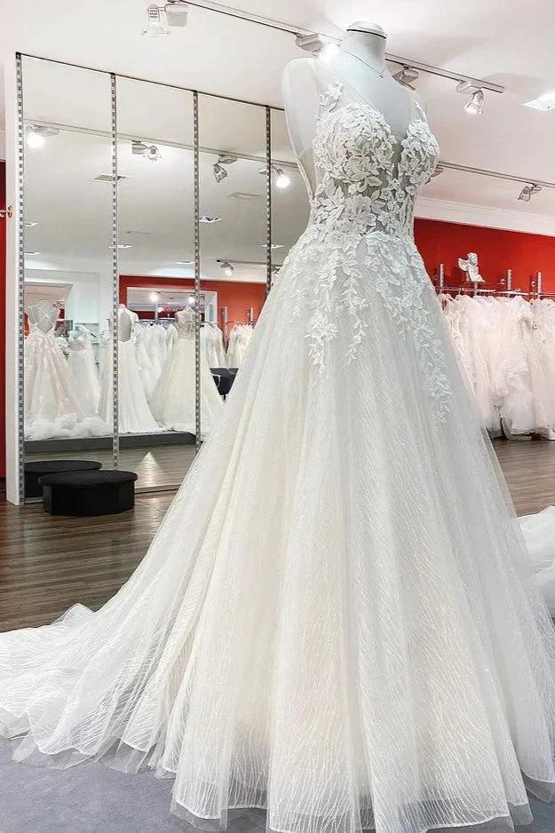 Long A-line Sweetheart Tulle Open Back Wedding Dress (ZD15251)
