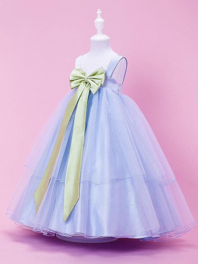 Long Ball Gown Tulle Stretch Satin Sleeveless Straps Wedding Party Flower Girl Dresses - View 2 | VelvetHem