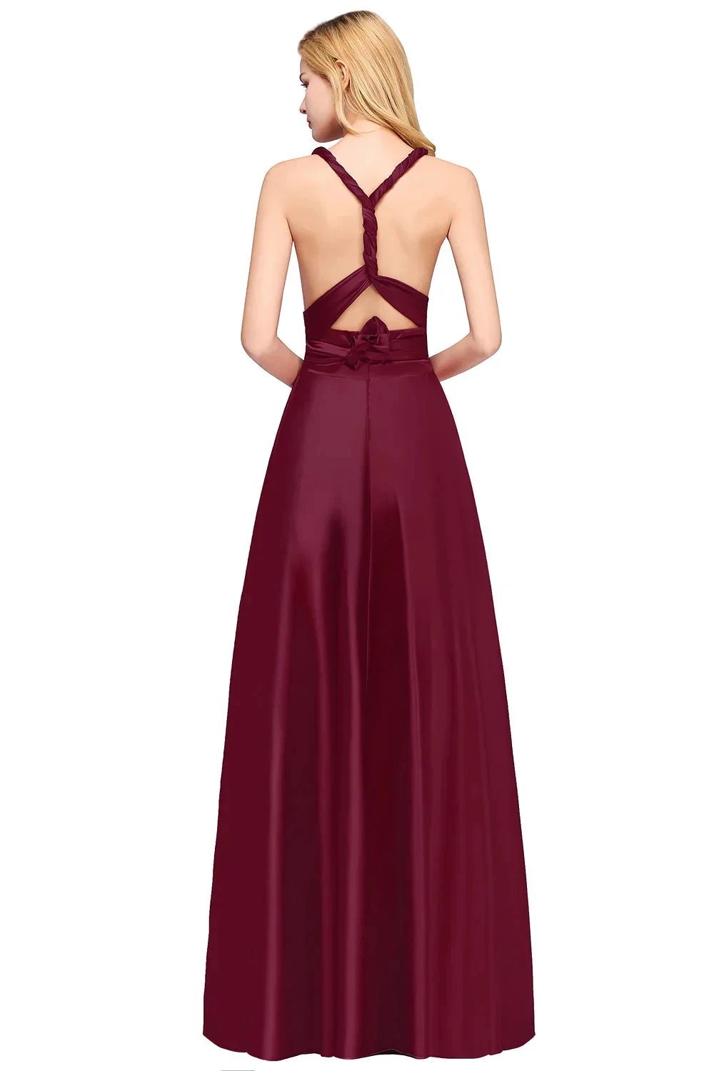 Spaghetti Straps Satin Long Bridesmaid Dresses Prom Party Gown (ZD13139)