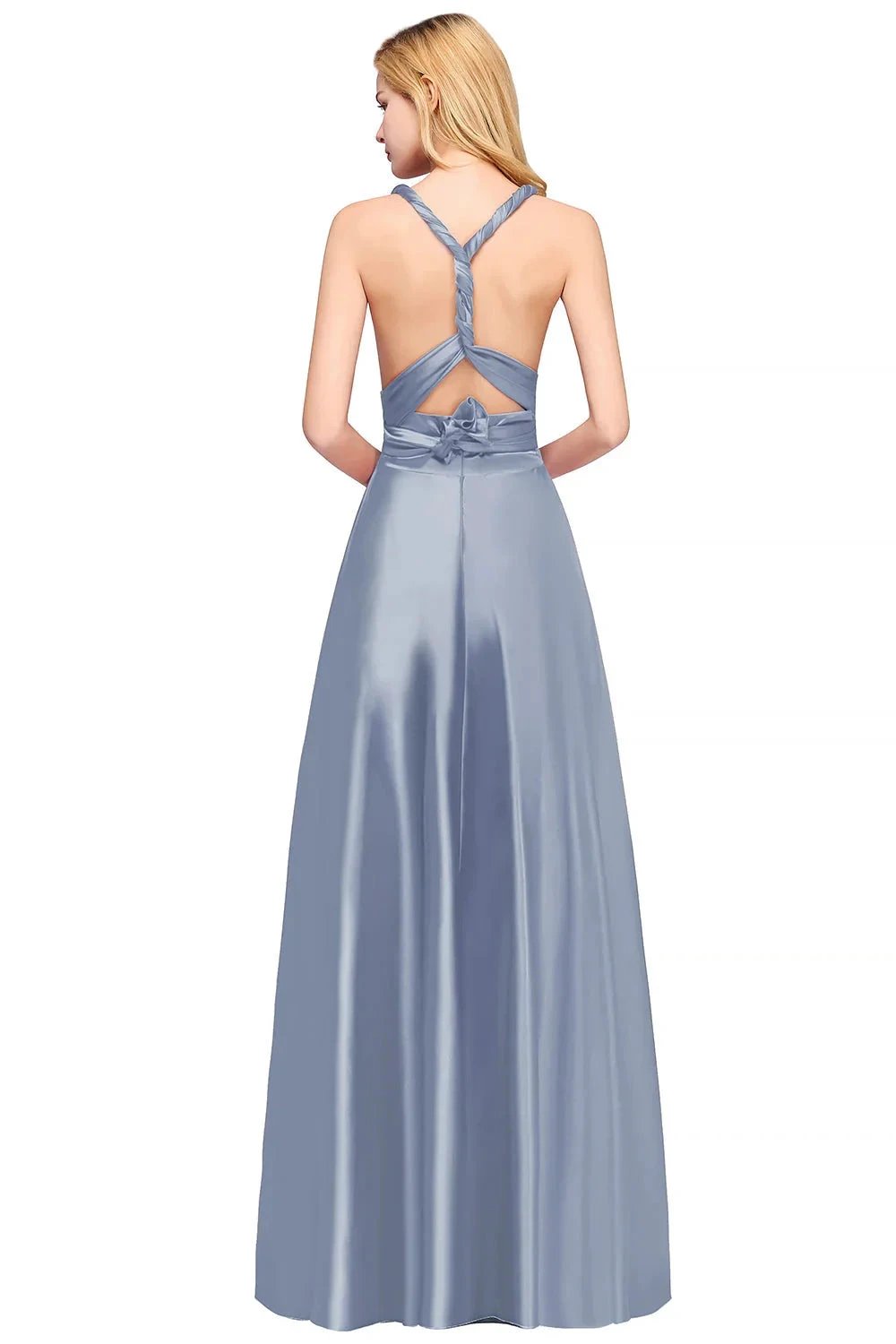 Spaghetti Straps Satin Long Bridesmaid Dresses Prom Party Gown (ZD13139)