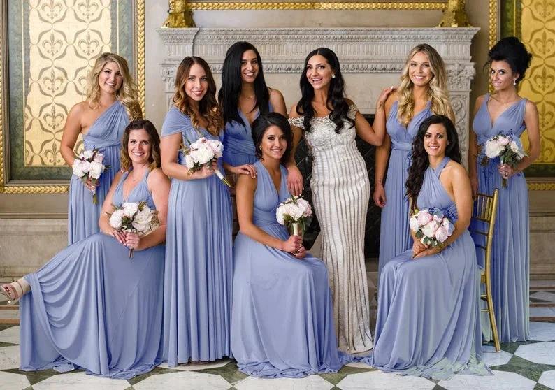 Spaghetti Straps Satin Long Bridesmaid Dresses Prom Party Gown (ZD13139)