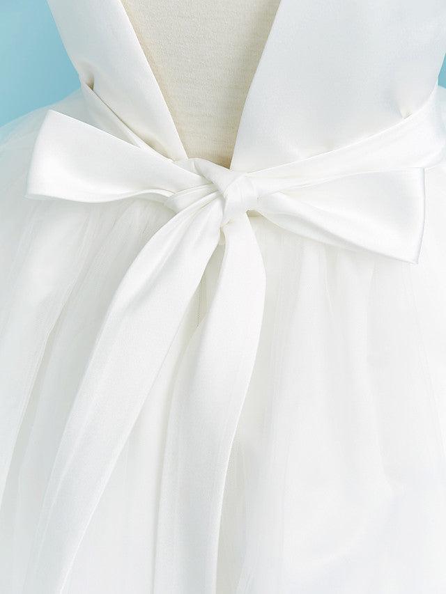 Long Flower Girl Dresses Ball Gown Crew Neck Lace Tulle Junior Bridesmaid Dress - View 5 | VelvetHem