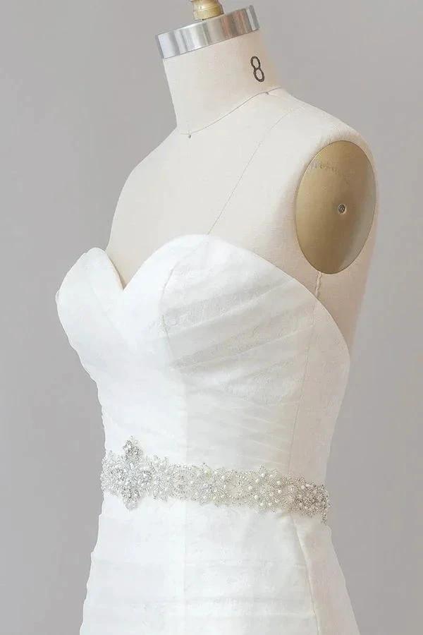 Long Mermaid Strapless Tulle Lace Wedding Dress (ZD14411)