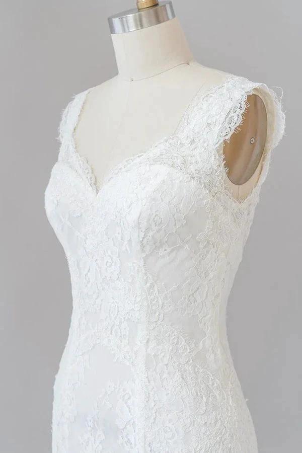 Long Mermaid Sweetheart Lace Backless Wedding Dress (ZD14380)