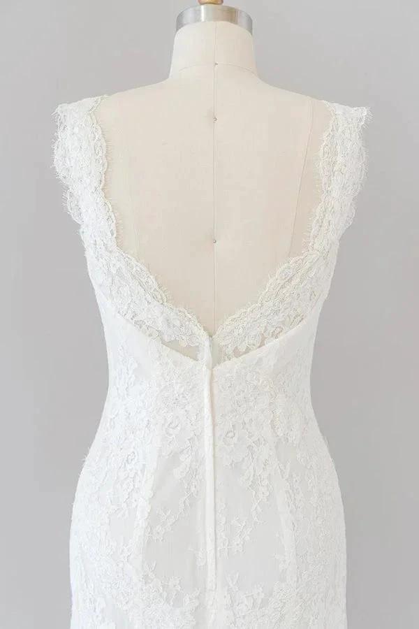 Long Mermaid Sweetheart Lace Backless Wedding Dress (ZD14380)