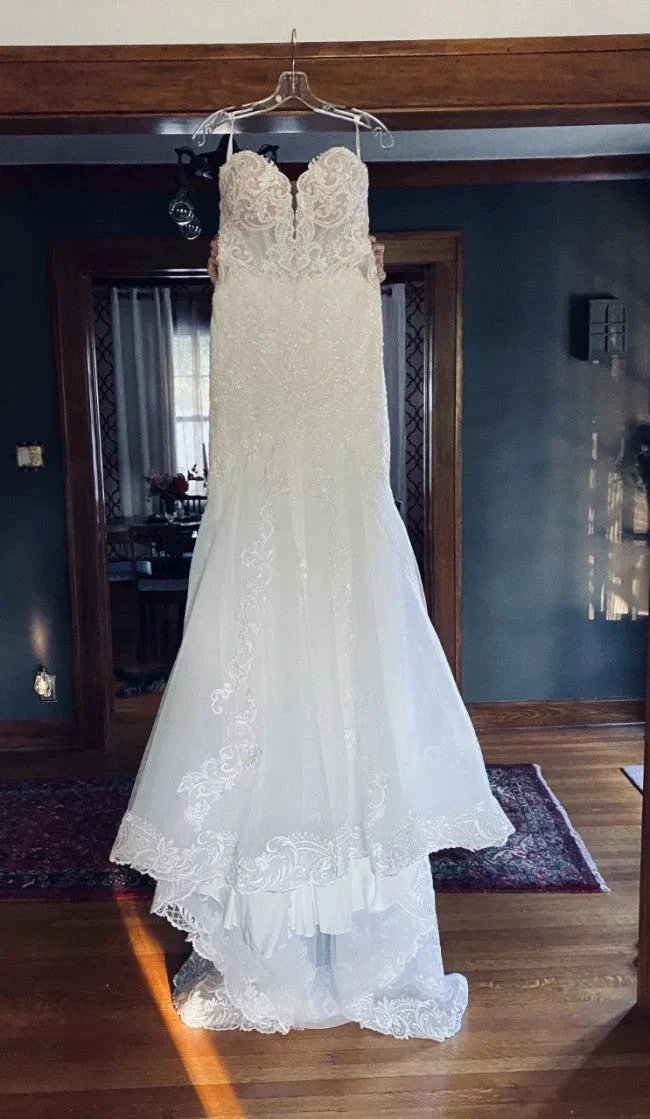 Long Mermaid Sweetheart Tulle Chapel Train Wedding Dress (ZD14423)