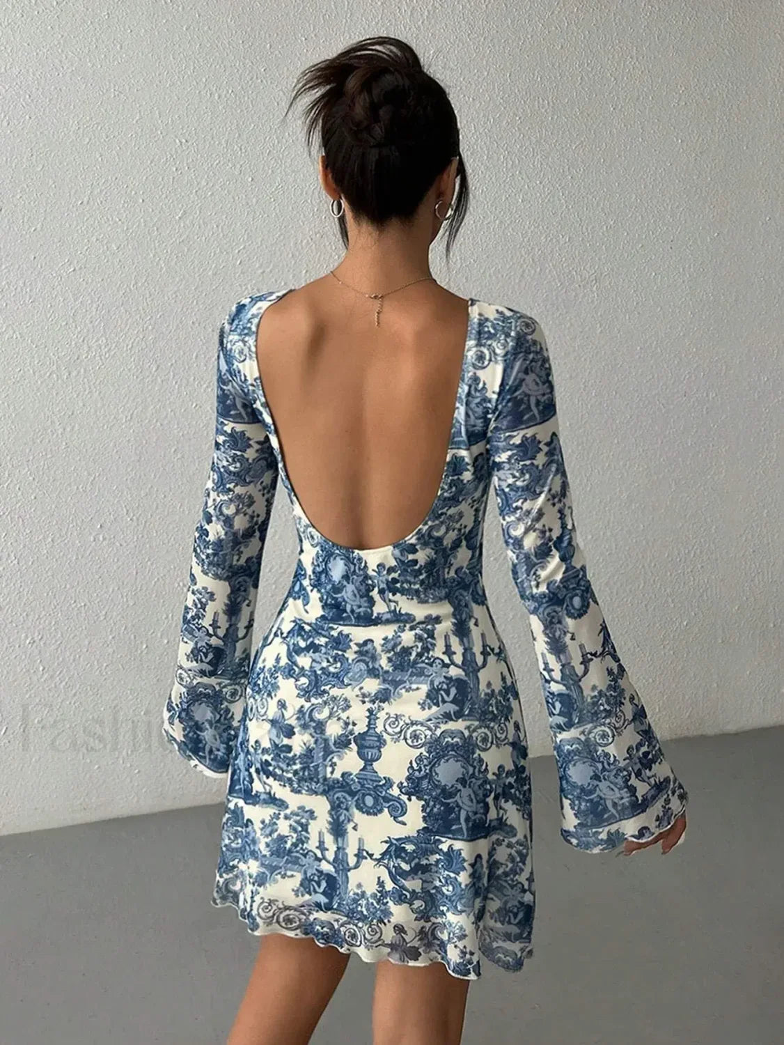 Long-Sleeve Bodycon Floral Dress