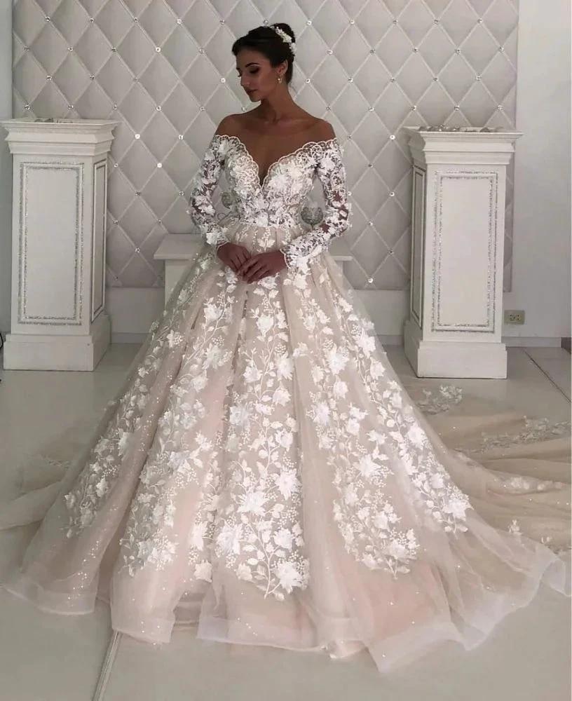 Long Sleeves Lace Designer Wedding Dress leeves (ZD13831)
